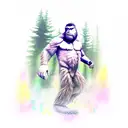 bigfoot with two daughters tattoo design idea