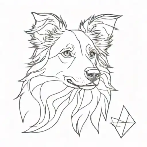 border collie head geometric  tattoo design idea