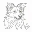 border collie head geometric  tattoo design idea