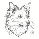 border collie head geometric  tattoo design idea