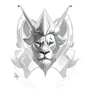 disney simba with loki's helmet tattoo design idea