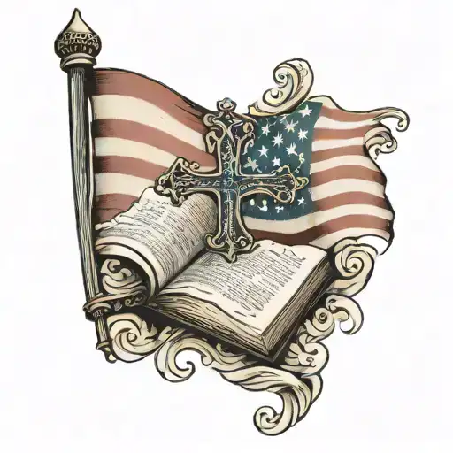 american flag with bible scripture tattoo design idea