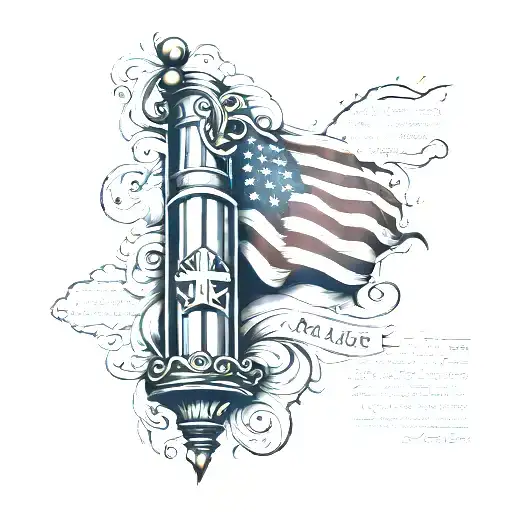 american flag sleeve  with bible scripture tattoo design idea