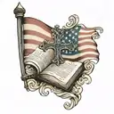 american flag with bible scripture tattoo design idea