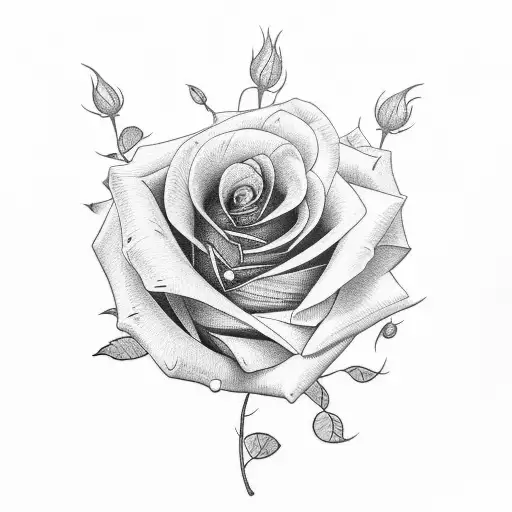 rose with stem for male triceps tattoo design idea