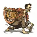 A skinny guy singing and dancing on stage tattoo design idea