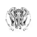 tattoo based on south east asia, thailand elephants, traveling, planes and the island of Tenerife tattoo design idea