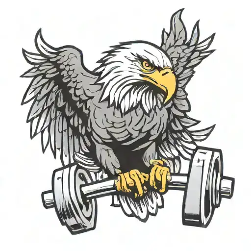 bald eagle grasping dumbbells tattoo design idea
