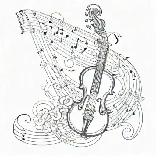 A tattoo design inspired by the client's passion for music, incorporating musical notes, instruments, and a quote from their favorite song tattoo design idea