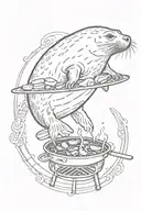 seal bbq grilling tattoo design idea