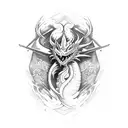 dragon with dragger  for front arm bw elbow and wrist wrapped around design keep it bol and force tattoo design idea
