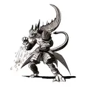 dragon with dragger  for front arm bw elbow and wrist wrapped around design keep it bol and force tattoo design idea