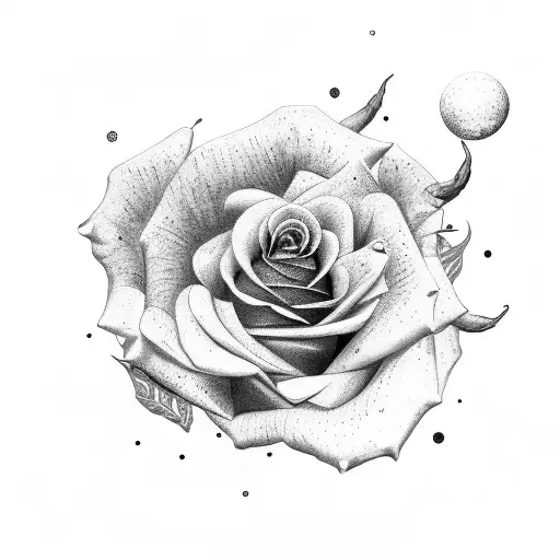 rose, taurus, moon tattoo design idea