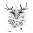 rose, taurus, moon tattoo design idea