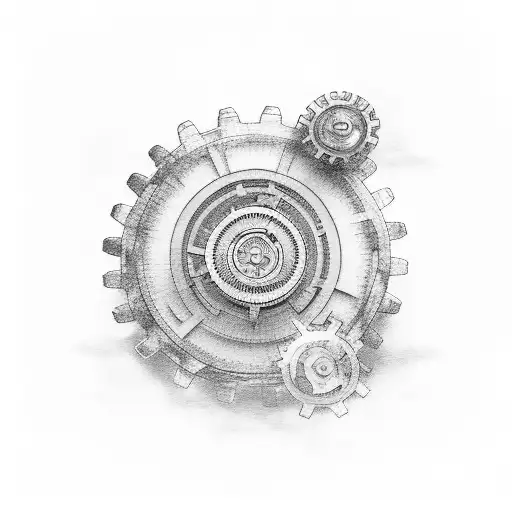 A surreal landscape of winding roads and gears, symbolizing the journey of wandering tattoo design idea