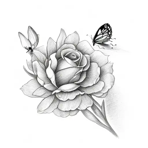 hand mirror with flowers and butterflies  tattoo design idea