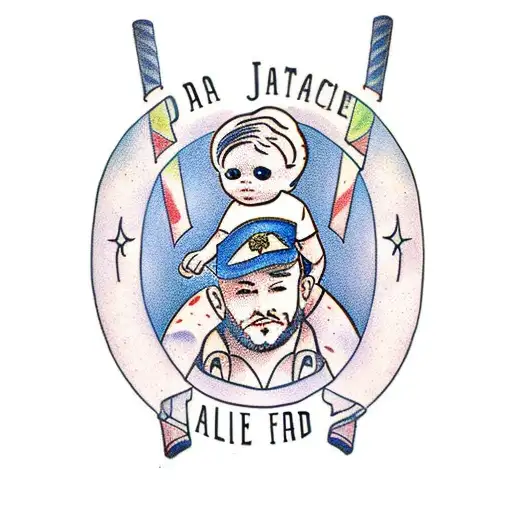 dad with son on his shoulders tattoo design idea