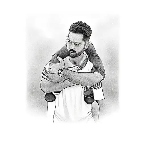 dad with son on his shoulders looking at the hollywoodsign tattoo design idea