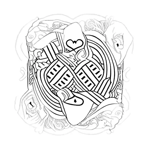 a "8 of hearts" playing card where the 8 is an infinite loop. Super fine line, delicate and elegant tattoo design idea