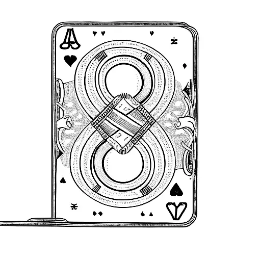 a 8 of hearts playing card where the 8 makes an infinite loop tattoo design idea
