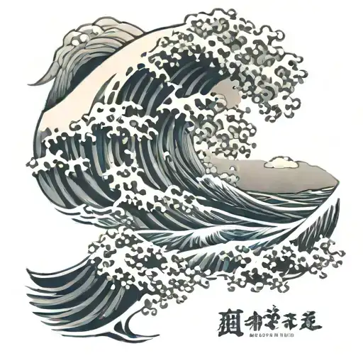 GREAT WAVE AND KAMIKAZE SUN tattoo design idea