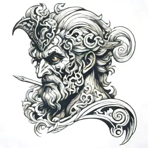 hades Greek god on shoulder tattoo design idea