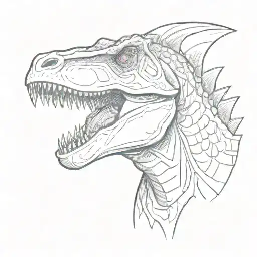 dinosaur with mullet tattoo design idea