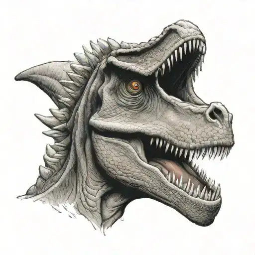 dinosaur with mullet tattoo design idea