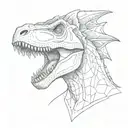 dinosaur with mullet tattoo design idea