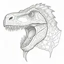 dinosaur with mullet tattoo design idea