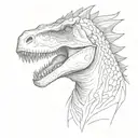 dinosaur with mullet tattoo design idea