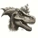 dinosaur with mullet tattoo design idea