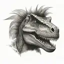 dinosaur with mullet tattoo design idea