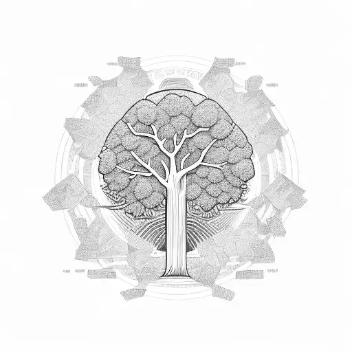 A money tree growing dollar bills tattoo design idea