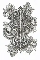 cross with with banners  tattoo design idea
