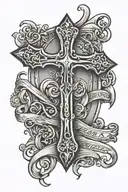 cross with with banners  tattoo design idea