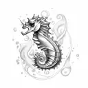 A mystical seahorse surrounded by musical notes tattoo design idea