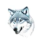 wolf with waterlilly tattoo design idea