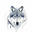 wolf with waterlilly tattoo design idea