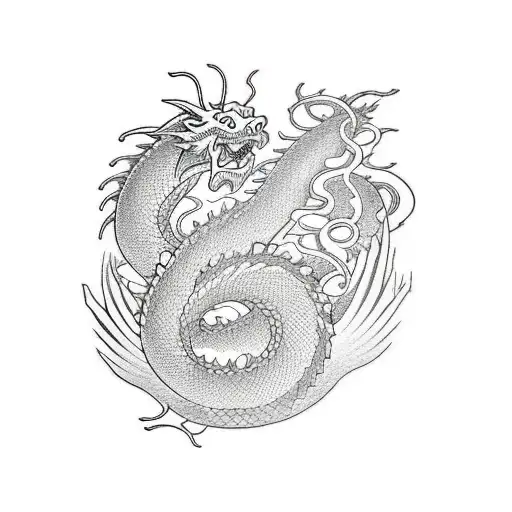 A traditional Japanese tattoo of a dragon wrapped around a pair of chopsticks tattoo design idea