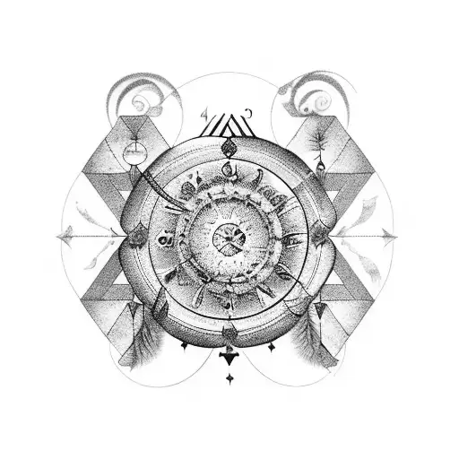 cancer horoscope with dream catcher with starts tattoo design idea