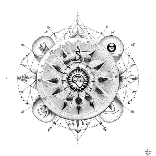 cancer horoscope with dream catcher with starts tattoo design idea