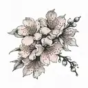 sakura flowers black and pink colour tattoo design idea