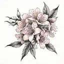 sakura flowers black and pink colour tattoo design idea
