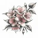 sakura flowers black and pink colour tattoo design idea