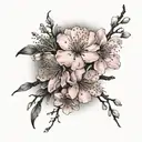 sakura flowers black and pink colour tattoo design idea