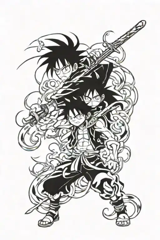 luffy naruto ichigo goku kirito tattoo design idea