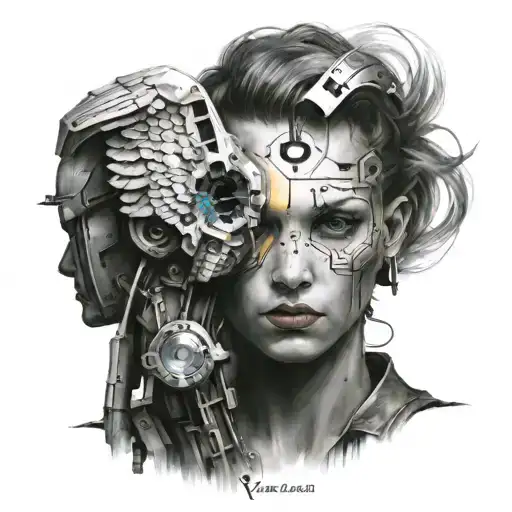 angel stone cyberpunk tattoo design idea