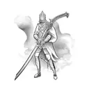 A student holding a sword, symbolizing the power of knowledge tattoo design idea