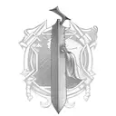 A student holding a sword, symbolizing the power of knowledge tattoo design idea